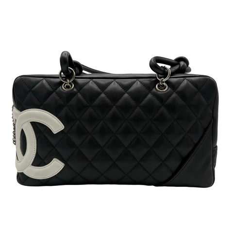 【中古】 CHANEL シャネル CAMBON LIGNE BOWLING カンボンラインボーリングバッグ ハンドバッグ 10番台(2005~2006年) ブラック カーフスキン 中古 USED バッグ