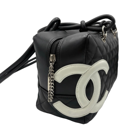 【中古】 CHANEL シャネル CAMBON LIGNE BOWLING カンボンラインボーリングバッグ ハンドバッグ 10番台(2005~2006年) ブラック カーフスキン 中古 USED バッグ