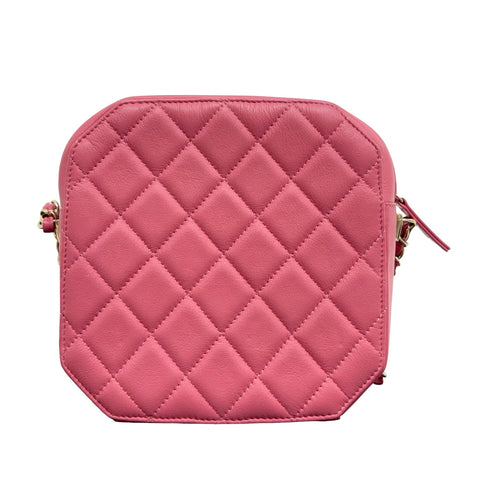 【中古】 CHANEL シャネル SQUARE SHOULDER BAG スクエアショルダーバッグ ショルダーバッグ 29番台(2020年) ピンク ラムスキン 中古 USED バッグ