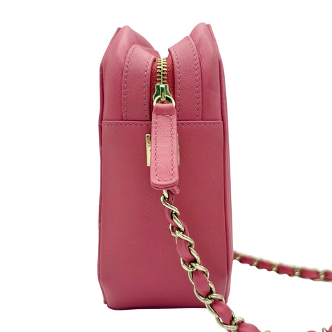 【中古】 CHANEL シャネル SQUARE SHOULDER BAG スクエアショルダーバッグ ショルダーバッグ 29番台(2020年) ピンク ラムスキン 中古 USED バッグ