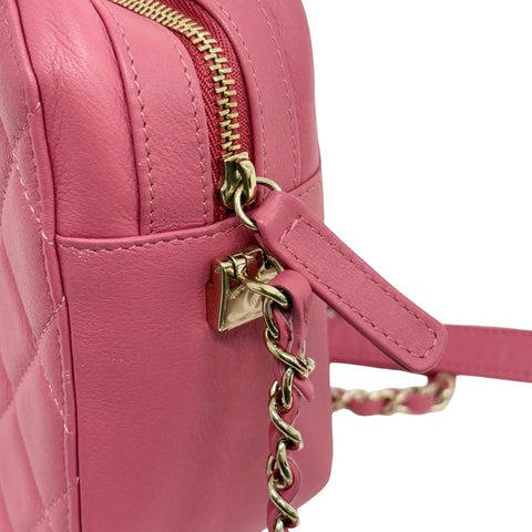 【中古】 CHANEL シャネル SQUARE SHOULDER BAG スクエアショルダーバッグ ショルダーバッグ 29番台(2020年) ピンク ラムスキン 中古 USED バッグ