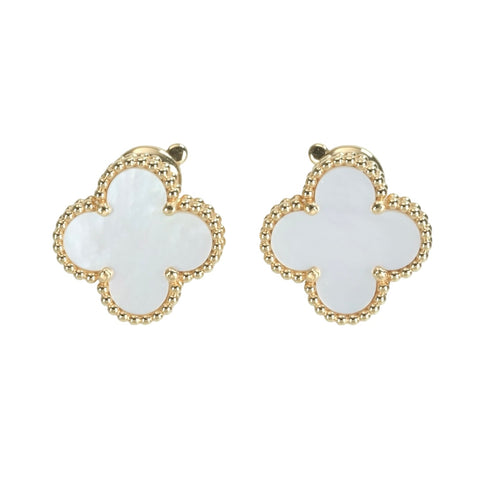 【美品】Van Cleef&Arpels ヴァンクリーフ&アーペル K18YG VINTAGE ALHAMBRA EARRINGS ヴィンテージ アルハンブラ イヤリング マザーオブパール ピアス 7.8g