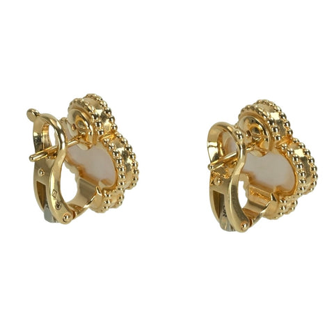 【美品】Van Cleef&Arpels ヴァンクリーフ&アーペル K18YG VINTAGE ALHAMBRA EARRINGS ヴィンテージ アルハンブラ イヤリング マザーオブパール ピアス 7.8g