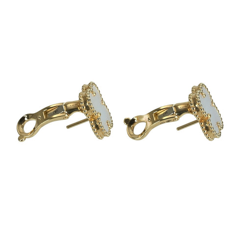 【美品】Van Cleef&Arpels ヴァンクリーフ&アーペル K18YG VINTAGE ALHAMBRA EARRINGS ヴィンテージ アルハンブラ イヤリング マザーオブパール ピアス 7.8g