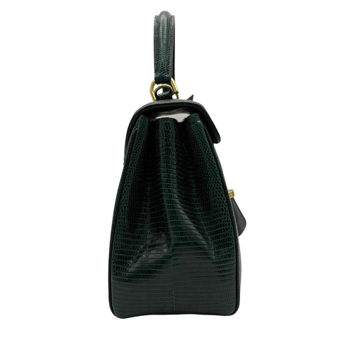 【中古】 CELINE セリーヌ 16 BAG 16(セーズ) ハンドバッグ グリーン リザード 中古 USED バッグ