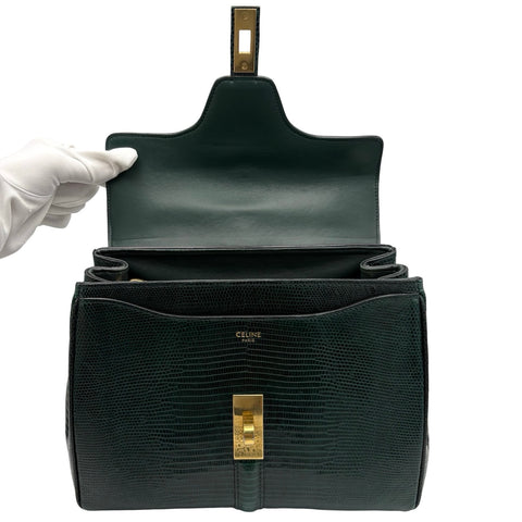 【中古】 CELINE セリーヌ 16 BAG 16(セーズ) ハンドバッグ グリーン リザード 中古 USED バッグ