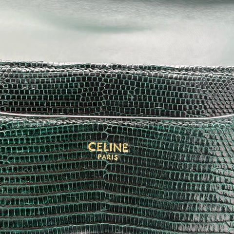 【中古】 CELINE セリーヌ 16 BAG 16(セーズ) ハンドバッグ グリーン リザード 中古 USED バッグ