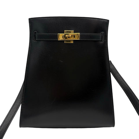 【中古】 Hermes エルメス KELLY SPORTS PM ケリースポーツPM ショルダーバッグ 〇P刻(1986年) ブラック ボックスカーフ ヴィンテージ 中古 USED バッグ