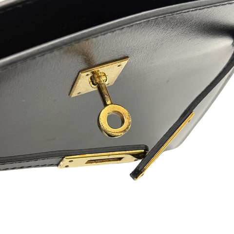 【中古】 Hermes エルメス KELLY SPORTS PM ケリースポーツPM ショルダーバッグ 〇P刻(1986年) ブラック ボックスカーフ ヴィンテージ 中古 USED バッグ