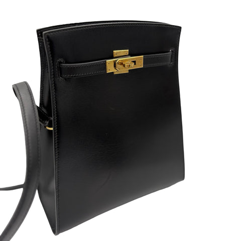 【中古】 Hermes エルメス KELLY SPORTS PM ケリースポーツPM ショルダーバッグ 〇P刻(1986年) ブラック ボックスカーフ ヴィンテージ 中古 USED バッグ