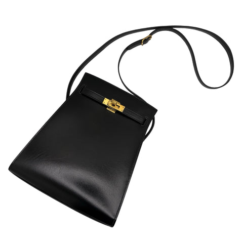【中古】 Hermes エルメス KELLY SPORTS PM ケリースポーツPM ショルダーバッグ 〇P刻(1986年) ブラック ボックスカーフ ヴィンテージ 中古 USED バッグ