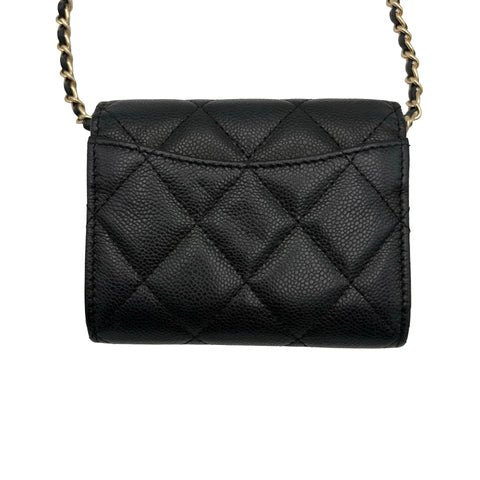 【中古】 CHANEL シャネル MATELASSE CHAIN WALLET マトラッセチェーンウォレット チェーンウォレット ランダム番(2021年~) ブラック キャビアスキン 中古 USED バッグ