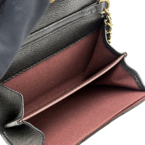 【中古】 CHANEL シャネル MATELASSE CHAIN WALLET マトラッセチェーンウォレット チェーンウォレット ランダム番(2021年~) ブラック キャビアスキン 中古 USED バッグ