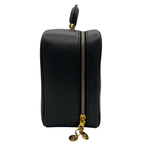 【中古】 CHANEL シャネル 2WAY VANITY BAG デカココ2WAYバニティバッグ ショルダーバッグ メイクポーチ 4番台(1996~1998年) ブラック キャビアスキン 中古 USED バッグ
