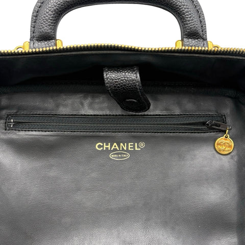 【中古】 CHANEL シャネル 2WAY VANITY BAG デカココ2WAYバニティバッグ ショルダーバッグ メイクポーチ 4番台(1996~1998年) ブラック キャビアスキン 中古 USED バッグ