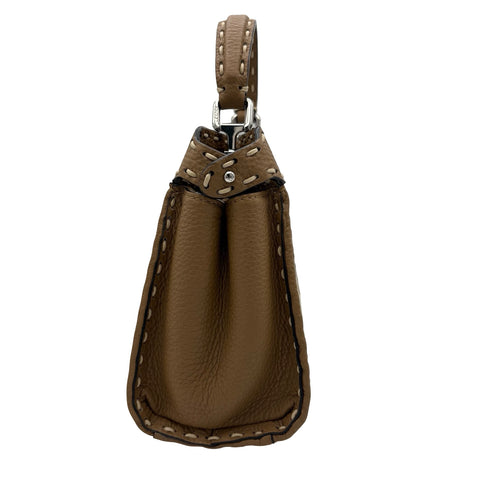 【美品】 FENDI フェンディ PEEKABOO/SELLERIA 2WAY BAG MINI ピーカブー/セレリア 2WAYバッグミニ ショルダーバッグ ベージュ系 キャンバスxレザー 中古 USED バッグ