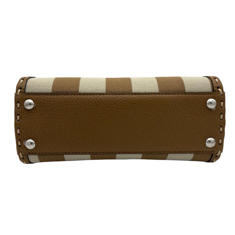 【美品】 FENDI フェンディ PEEKABOO/SELLERIA 2WAY BAG MINI ピーカブー/セレリア 2WAYバッグミニ ショルダーバッグ ベージュ系 キャンバスxレザー 中古 USED バッグ