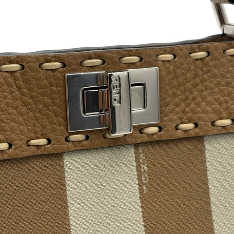 【美品】 FENDI フェンディ PEEKABOO/SELLERIA 2WAY BAG MINI ピーカブー/セレリア 2WAYバッグミニ ショルダーバッグ ベージュ系 キャンバスxレザー 中古 USED バッグ