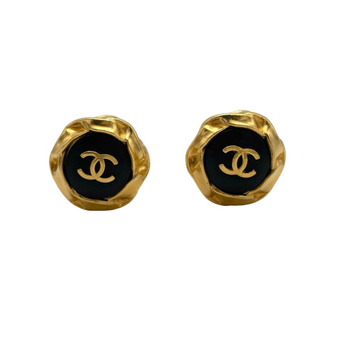 Pre-owned CHANEL COCOMARK EARRINGS in gold/black.
