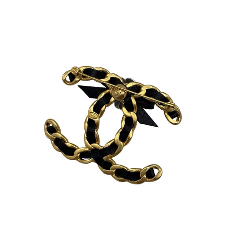 【中古】 CHANEL シャネル COCOMARK BELT BROOCH ココマークベルトブローチ ブローチ ゴールド/ブラック GP/レザー 中古 GOLD/BLACK GP/LEATHER