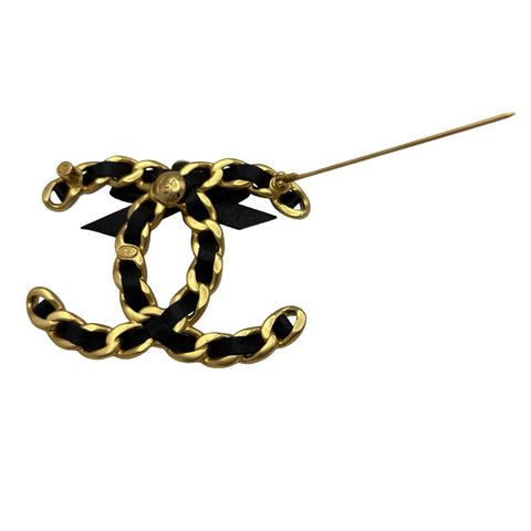 【中古】 CHANEL シャネル COCOMARK BELT BROOCH ココマークベルトブローチ ブローチ ゴールド/ブラック GP/レザー 中古 GOLD/BLACK GP/LEATHER