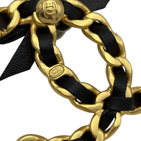 【中古】 CHANEL シャネル COCOMARK BELT BROOCH ココマークベルトブローチ ブローチ ゴールド/ブラック GP/レザー 中古 GOLD/BLACK GP/LEATHER