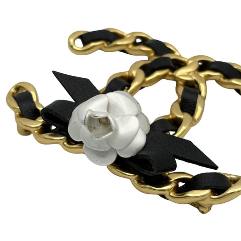 【中古】 CHANEL シャネル COCOMARK BELT BROOCH ココマークベルトブローチ ブローチ ゴールド/ブラック GP/レザー 中古 GOLD/BLACK GP/LEATHER
