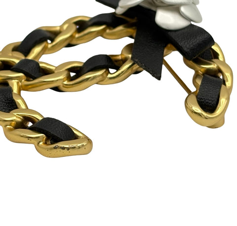 【中古】 CHANEL シャネル COCOMARK BELT BROOCH ココマークベルトブローチ ブローチ ゴールド/ブラック GP/レザー 中古 GOLD/BLACK GP/LEATHER