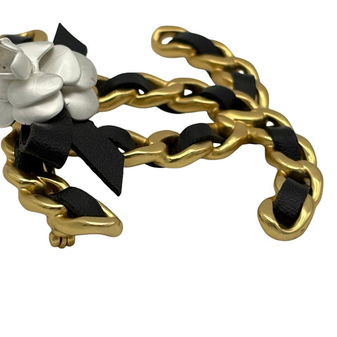 【中古】 CHANEL シャネル COCOMARK BELT BROOCH ココマークベルトブローチ ブローチ ゴールド/ブラック GP/レザー 中古 GOLD/BLACK GP/LEATHER