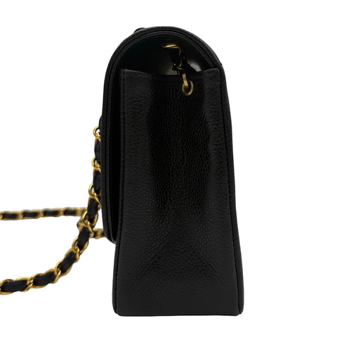 【中古】 CHANEL シャネル MATELASSE DIANA FLAP CHAIN SHOULDER BAG マトラッセダイアナフラップチェーンショルダーバッグ 3番台(1995年) ブラック キャビアスキン 中古 USED バッグ