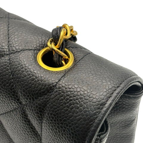 【中古】 CHANEL シャネル MATELASSE DIANA FLAP CHAIN SHOULDER BAG マトラッセダイアナフラップチェーンショルダーバッグ 3番台(1995年) ブラック キャビアスキン 中古 USED バッグ