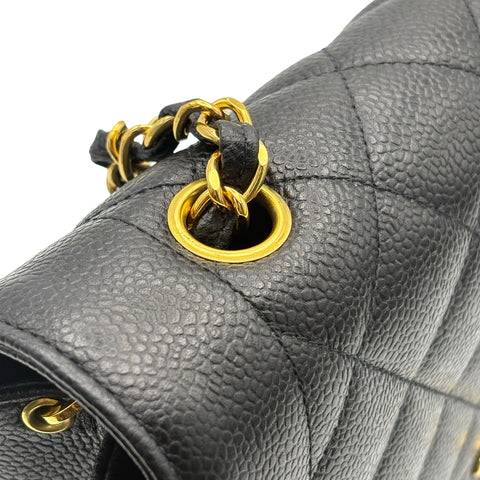 【中古】 CHANEL シャネル MATELASSE DIANA FLAP CHAIN SHOULDER BAG マトラッセダイアナフラップチェーンショルダーバッグ 3番台(1995年) ブラック キャビアスキン 中古 USED バッグ