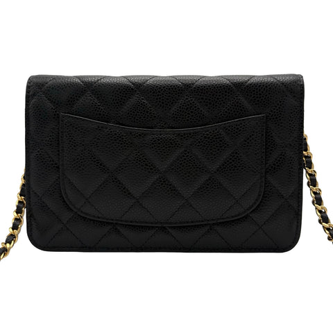 【美品】 CHANEL シャネル CHAIN WALLET チェーンウォレット ショルダーバッグ 27番台(2018~2019年) ブラック キャビアスキン 中古 USED バッグ