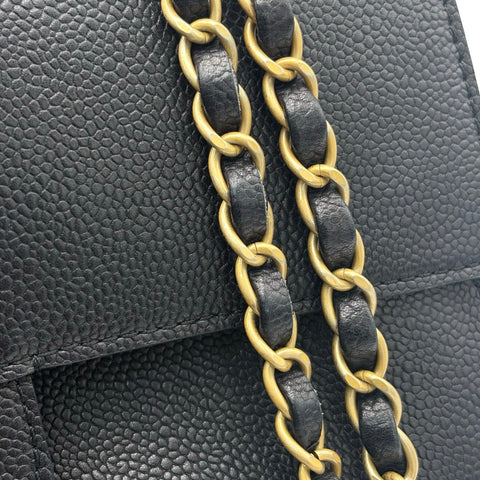 【中古】 CHANEL シャネル DOUBLE FLAP CHAIN SHOULDER BAG ダブルフラップチェーンショルダーバッグ ショルダーバッグ 23番台(2016年) ブラック キャビアスキン 中古 USED バッグ