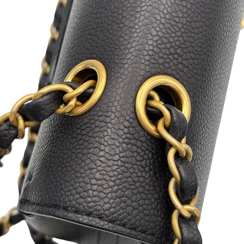 【中古】 CHANEL シャネル DOUBLE FLAP CHAIN SHOULDER BAG ダブルフラップチェーンショルダーバッグ ショルダーバッグ 23番台(2016年) ブラック キャビアスキン 中古 USED バッグ