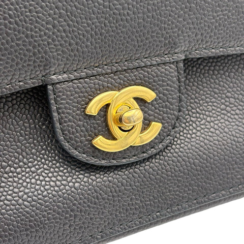 【中古】 CHANEL シャネル DOUBLE FLAP CHAIN SHOULDER BAG ダブルフラップチェーンショルダーバッグ ショルダーバッグ 23番台(2016年) ブラック キャビアスキン 中古 USED バッグ