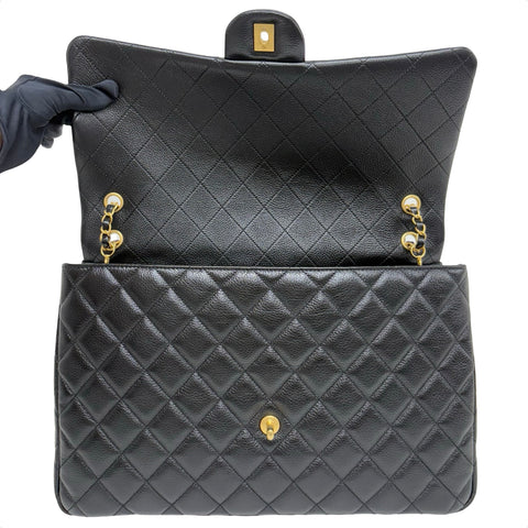 【美品】 CHANEL シャネル MATELASSE CHAIN SHOULDER BAG マトラッセチェーンショルダー40 ショルダーバッグ ICチップ(2021年∼) ブラック キャビアスキン 中古 USED バッグ