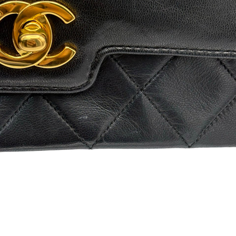 【中古】 CHANEL シャネル MATELASSE CHAIN SHOULDER BAG マトラッセチェーンショルダーバッグ ショルダーバッグ 1番台*(1990年) ブラック ラムスキン 中古 USED バッグ