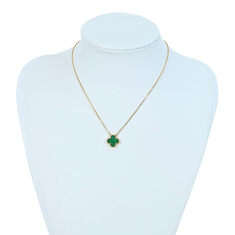 【中古】Van Cleef&Arpels ヴァンクリーフ&アーペル K18YG VINTAGE ALHAMBRA NECKLACE ヴィンテージ アルハンブラ ペンダント マラカイト ネックレス 5.3g