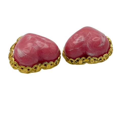 【中古】 CHANEL シャネル HEART MOTIF STONE EARRINGS ハートモチーフストーンイヤリング イヤリング ゴールド ピンク GP 中古 GOLD PINK GP
