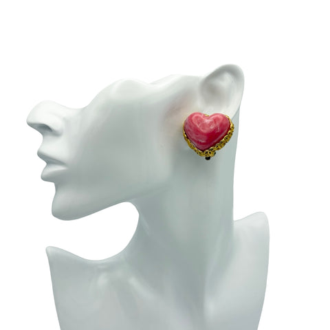 【中古】 CHANEL シャネル HEART MOTIF STONE EARRINGS ハートモチーフストーンイヤリング イヤリング ゴールド ピンク GP 中古 GOLD PINK GP