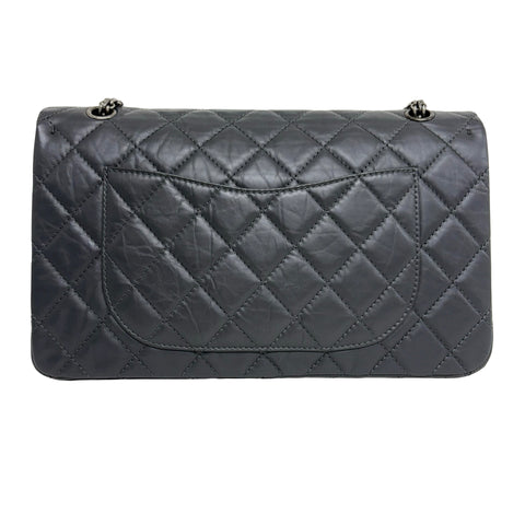 【中古】 CHANEL シャネル 2.55 MATELASSE DOUBLE FLAP 2.55 マトラッセダブルフラップビジューチェーンショルダーバッグ ショルダーバッグ 15番台(2012年) グレー系 カーフスキン 中古 USED バッグ