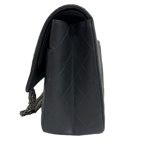 【中古】 CHANEL シャネル 2.55 MATELASSE DOUBLE FLAP 2.55 マトラッセダブルフラップビジューチェーンショルダーバッグ ショルダーバッグ 15番台(2012年) グレー系 カーフスキン 中古 USED バッグ