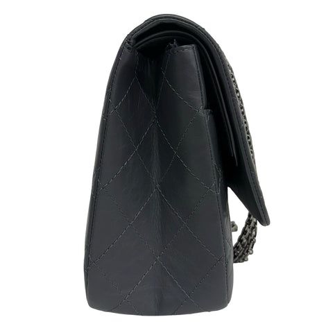 【中古】 CHANEL シャネル 2.55 MATELASSE DOUBLE FLAP 2.55 マトラッセダブルフラップビジューチェーンショルダーバッグ ショルダーバッグ 15番台(2012年) グレー系 カーフスキン 中古 USED バッグ