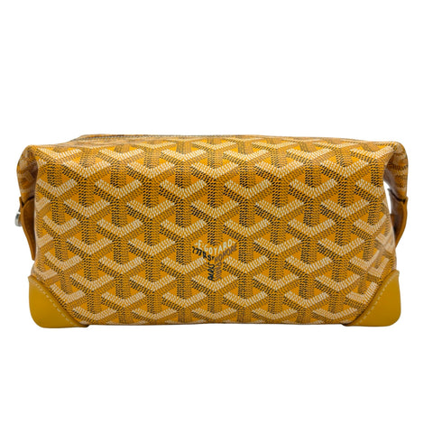 【中古】 GOYARD ゴヤール BOWLING TOILETRY BAG 25 ボウリングトイレタリーバッグ25 ポーチ BAE020178 (2017年) イエロー PVC×レザー 中古 USED バッグ