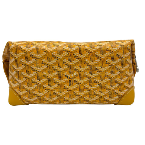 【中古】 GOYARD ゴヤール BOWLING TOILETRY BAG 25 ボウリングトイレタリーバッグ25 ポーチ BAE020178 (2017年) イエロー PVC×レザー 中古 USED バッグ