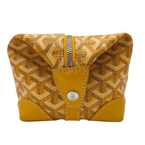 【中古】 GOYARD ゴヤール BOWLING TOILETRY BAG 25 ボウリングトイレタリーバッグ25 ポーチ BAE020178 (2017年) イエロー PVC×レザー 中古 USED バッグ