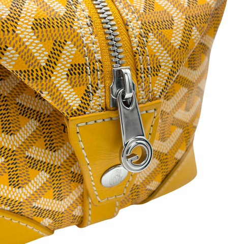 【中古】 GOYARD ゴヤール BOWLING TOILETRY BAG 25 ボウリングトイレタリーバッグ25 ポーチ BAE020178 (2017年) イエロー PVC×レザー 中古 USED バッグ