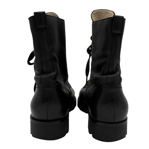 【中古】 CHANEL シャネル COCOMARK LACE-UP BOOTS ココマークレースアップブーツ 37 USED 中古 VINTAGE ITEM SHOES 靴