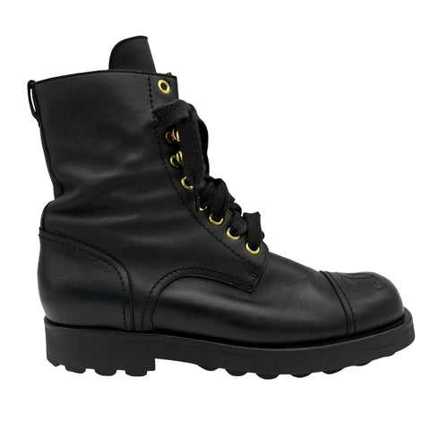 【中古】 CHANEL シャネル COCOMARK LACE-UP BOOTS ココマークレースアップブーツ 37 USED 中古 VINTAGE ITEM SHOES 靴